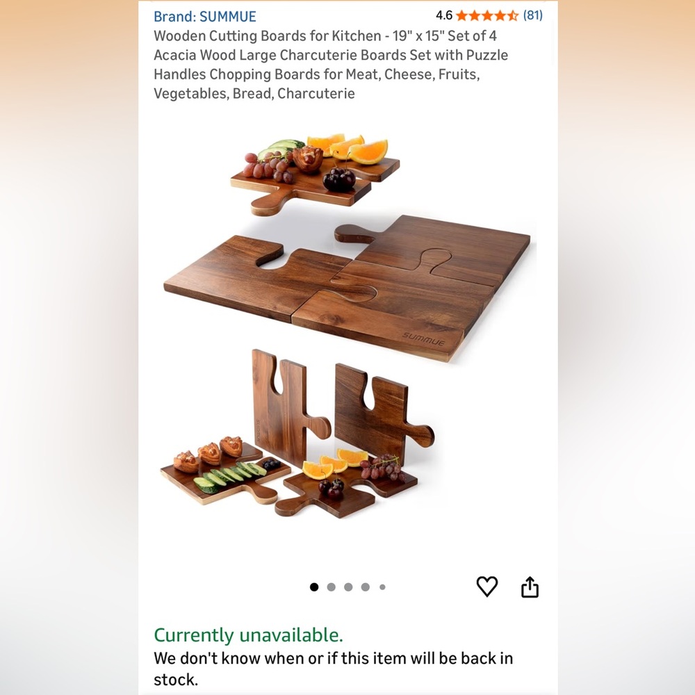 4 Piece Wooden Puzzle Charcuterie Boards - Picture 13 of 15